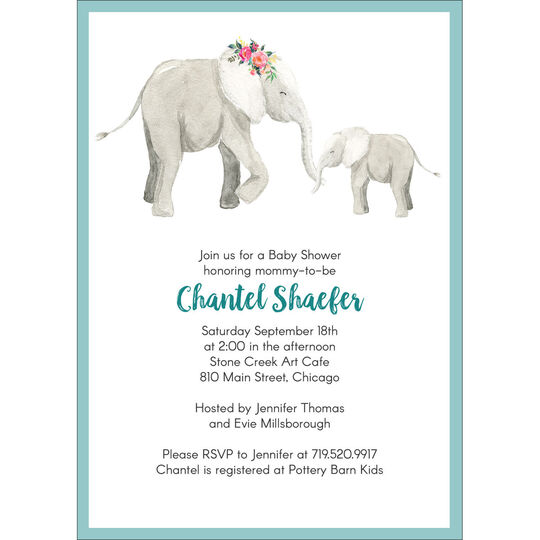 Elephants Baby Shower Invitations